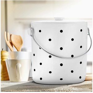 Ceramic Kitchen Compost Bin-White Polka Dot